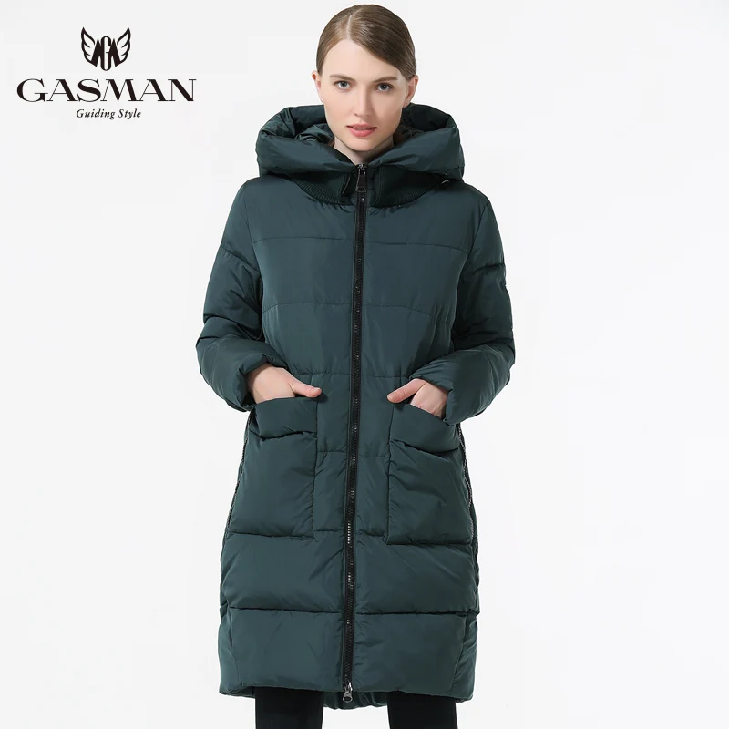 GASMAN 2018 de mujer de moda ropa de invierno Parka con capucha chaqueta de longitud media Casual de invierno engrosamiento abrigo Plus tamaño 5XL 6XL - 1