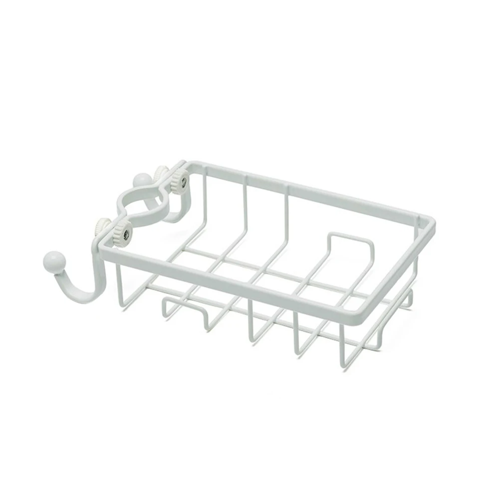 Белый Portable Stainless Steel Sink Hanging Storage Rack Soap Holder Faucet Clip Bathroom Kitchen Dishcloth Clip Shelf Drain Organizer - Цвет: Белый