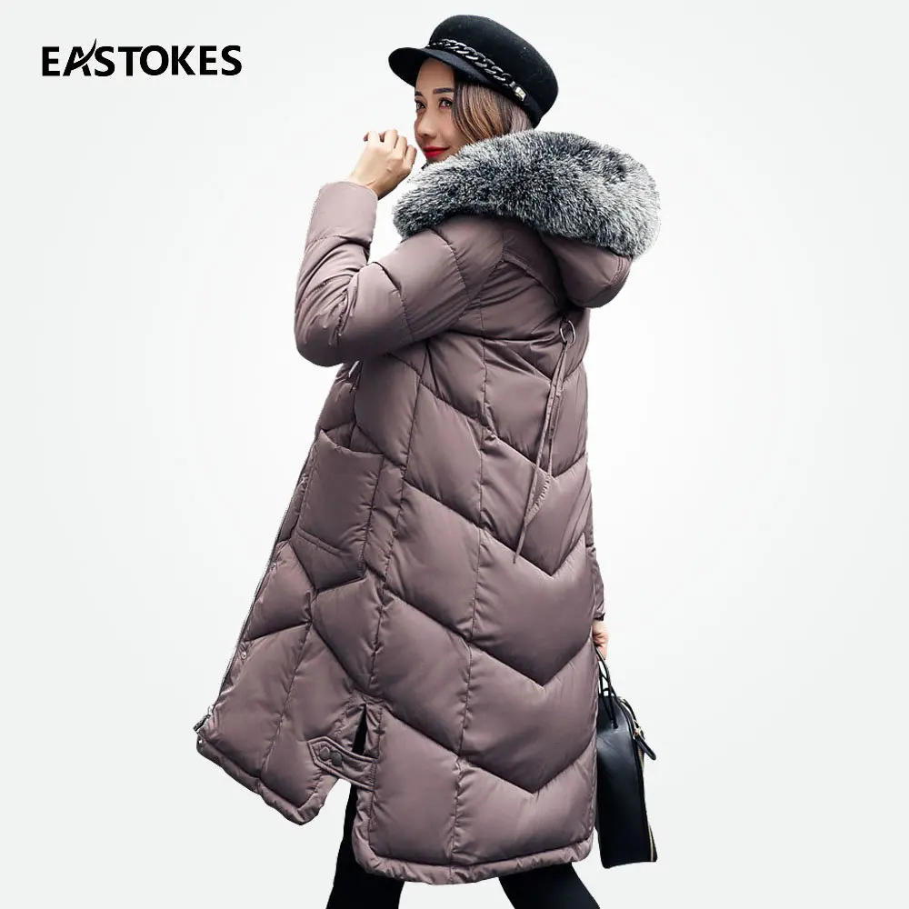 Winter Jacket Women Long Coats With Large Fur Collar New Design Pocket