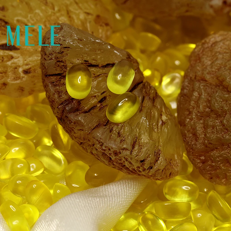 Natural golden yellow prehnite stone 4*6mm oval 0.6ct loose stone DIY matching Designer stone matching for women