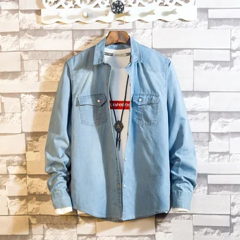 

Spring 2020 new long sleeves The cowboy shirt Men do old cowboy shirt washed cotton
