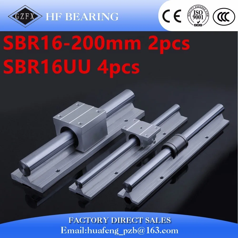 Hurtowy SBR16-L200mm Prowadnice Liniowe + 2 sztuk SBR16UU Linear Motion Mając Blok (można wyciąć dowolną długość, jak żądanie)
