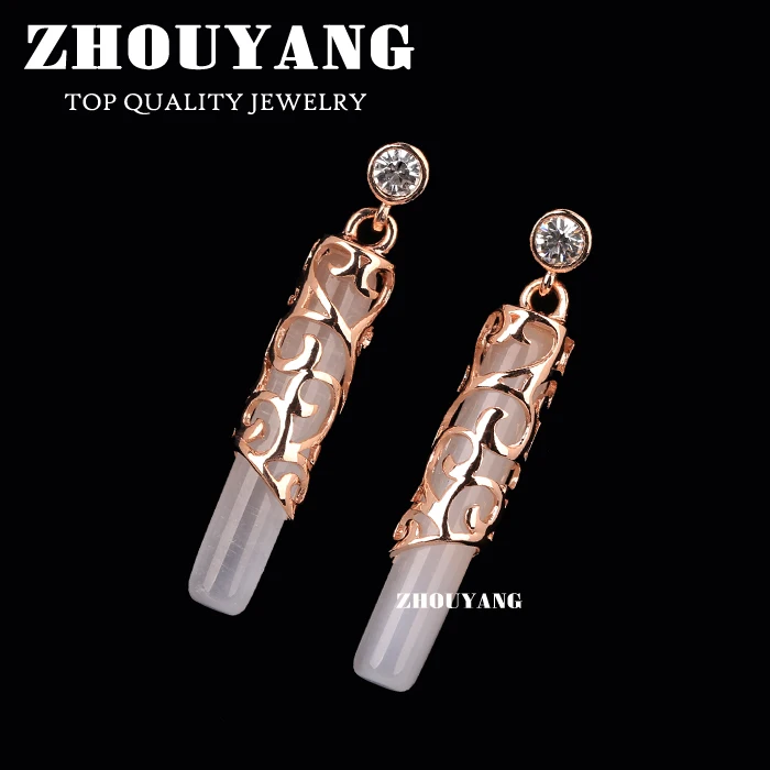 ZHOUYANG Top Quality ZYE695 Noble Fashion Stud Earring Rose Gold Color Jewelry Austrian Crystal Wholesale