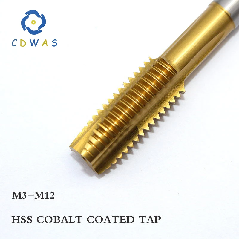 

1PC M3 M4 M5 M6 M8 M10 M12 High speed steel HSS cobalt coated tap spiral groove metal processing machine thread tap