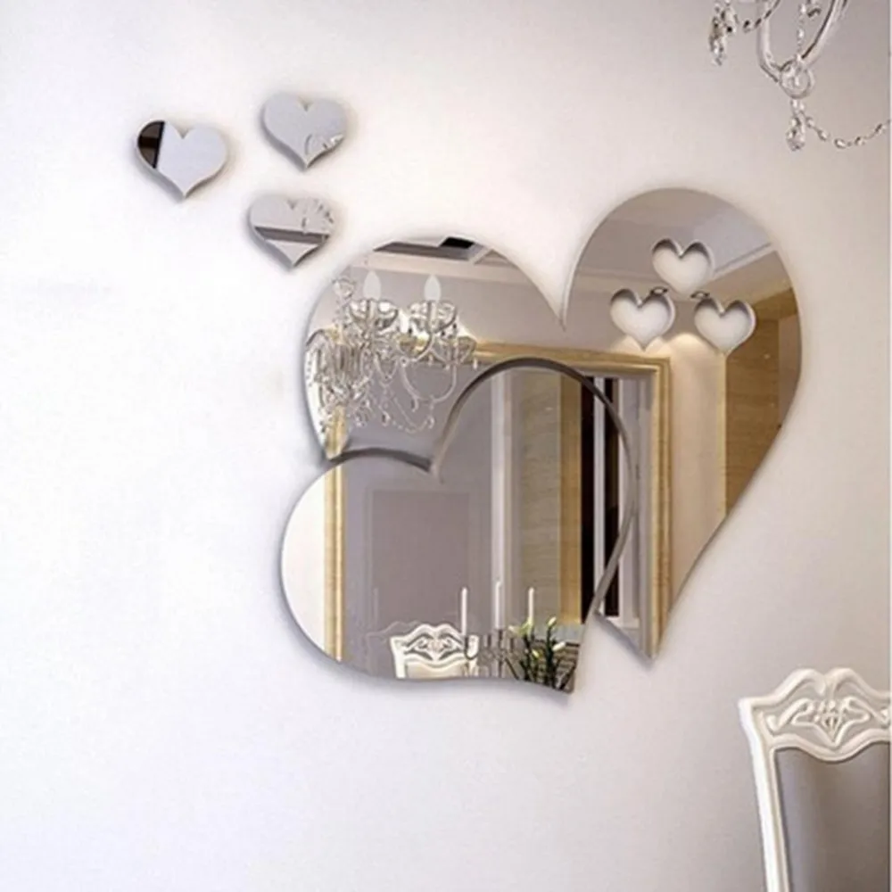 3D зеркало любовь он Книги по искусству S Наклейки на стену этикеты DIY дома номер Книги по искусству Фреска Декор Съемный зеркало на стене Стикеры