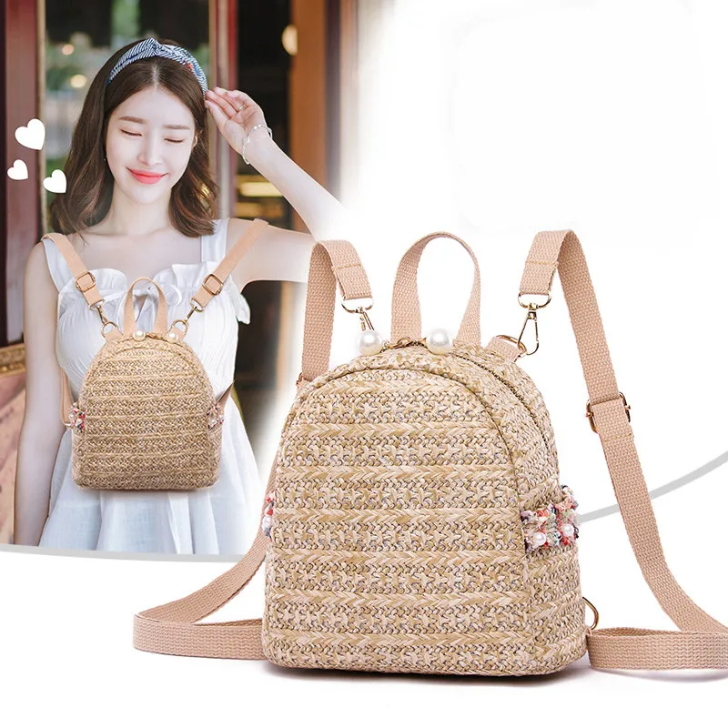 

Straw Woven Backpack Women Back Pack Summer Teenage Girl Quality Backpacks Travel Bags Books Rucksack Drop Ship