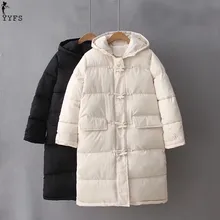 YYFS Winter Jacket Women Hooded Warm Coats Long Jackets 2017 Winter Causal Wadded Horn button Parkas Korean Padded-Cotton Coats