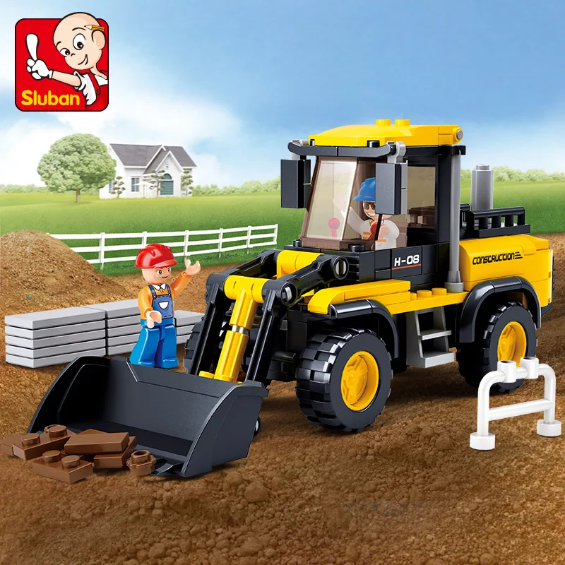 SLUBAN City Engineering Building Car forkler экскаватор строительные блоки набор кирпичи модель дети