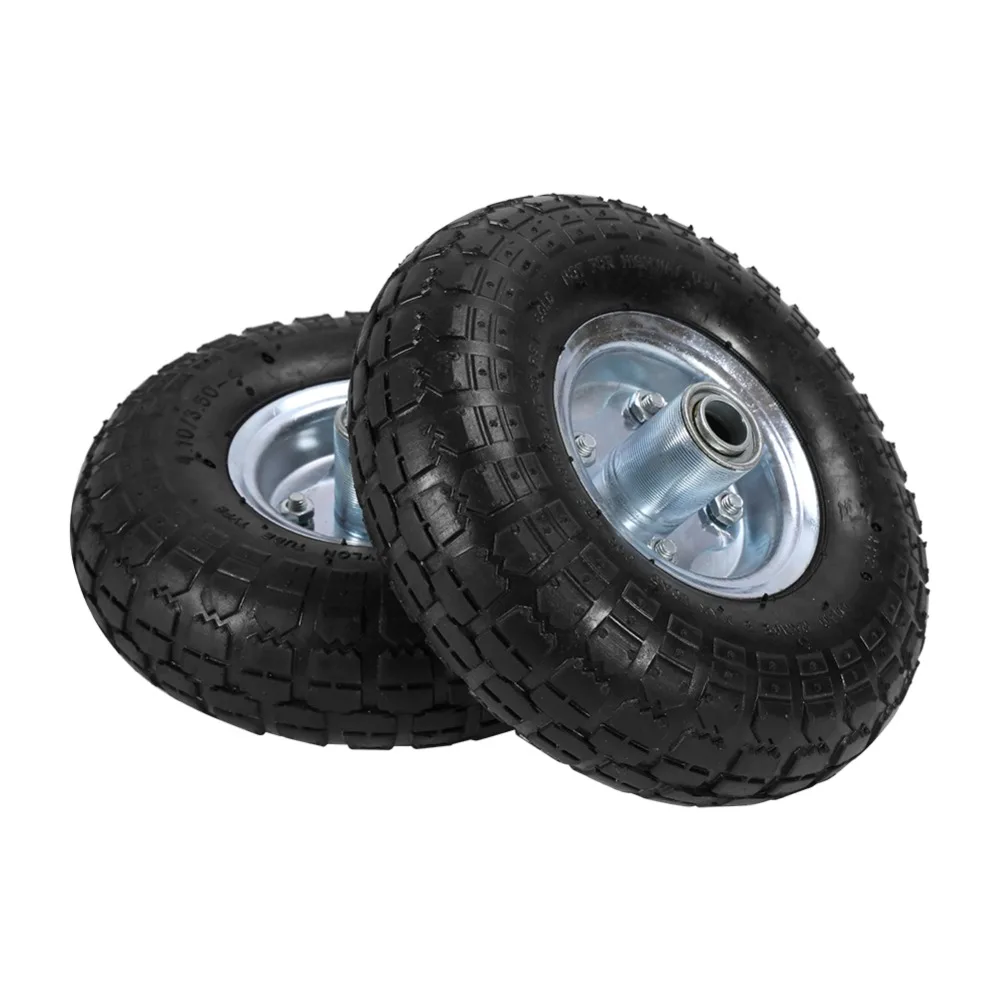 2pcs Rubber Wheels For Pneumatic Sack Truck Trolley Cart Trailer