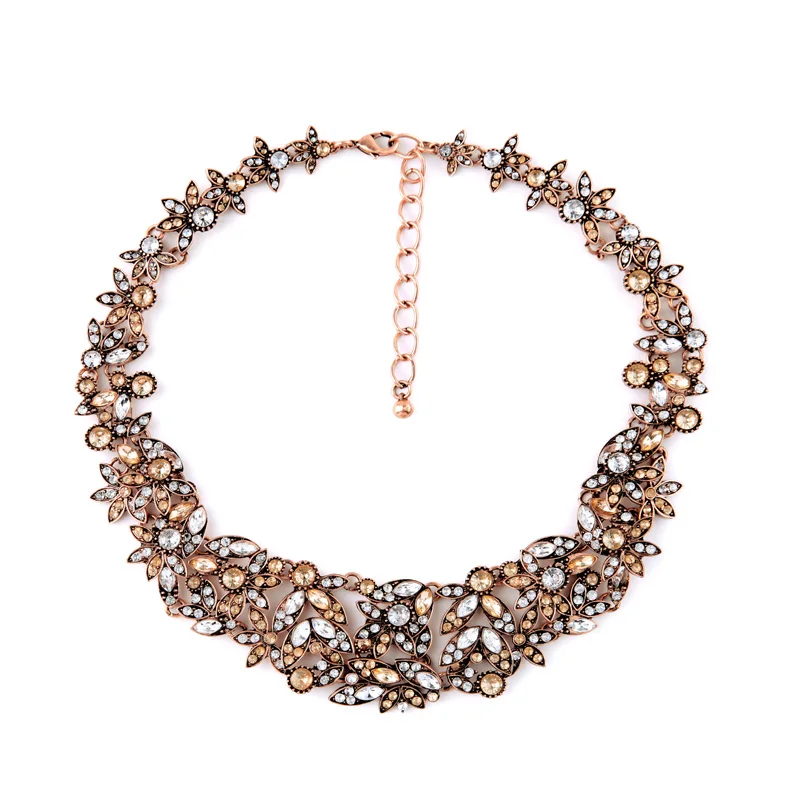 

Hyperbole Hollow Out Maxi Necklace Colar Big Floral Imitation Jewelry Gold Color Free Shipping