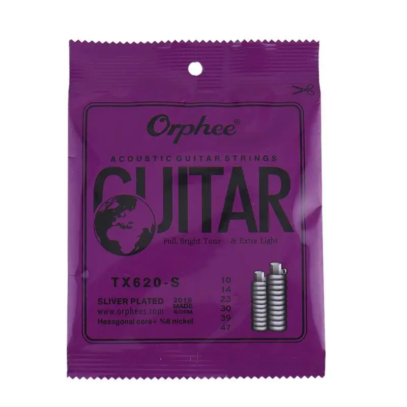 Orphee 1 компл. Народная Акустическая гитара струны шестигранный сердечник+ 8% никелированное серебро или Чистая медь полный яркий тон дополнительный светильник