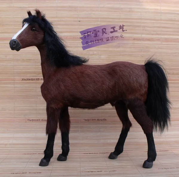 Моделирование 1:6 боевой конь игрушка полиэтилен и меха коричневый крови, Верховая подарок, о 32x8xx34cm 1292