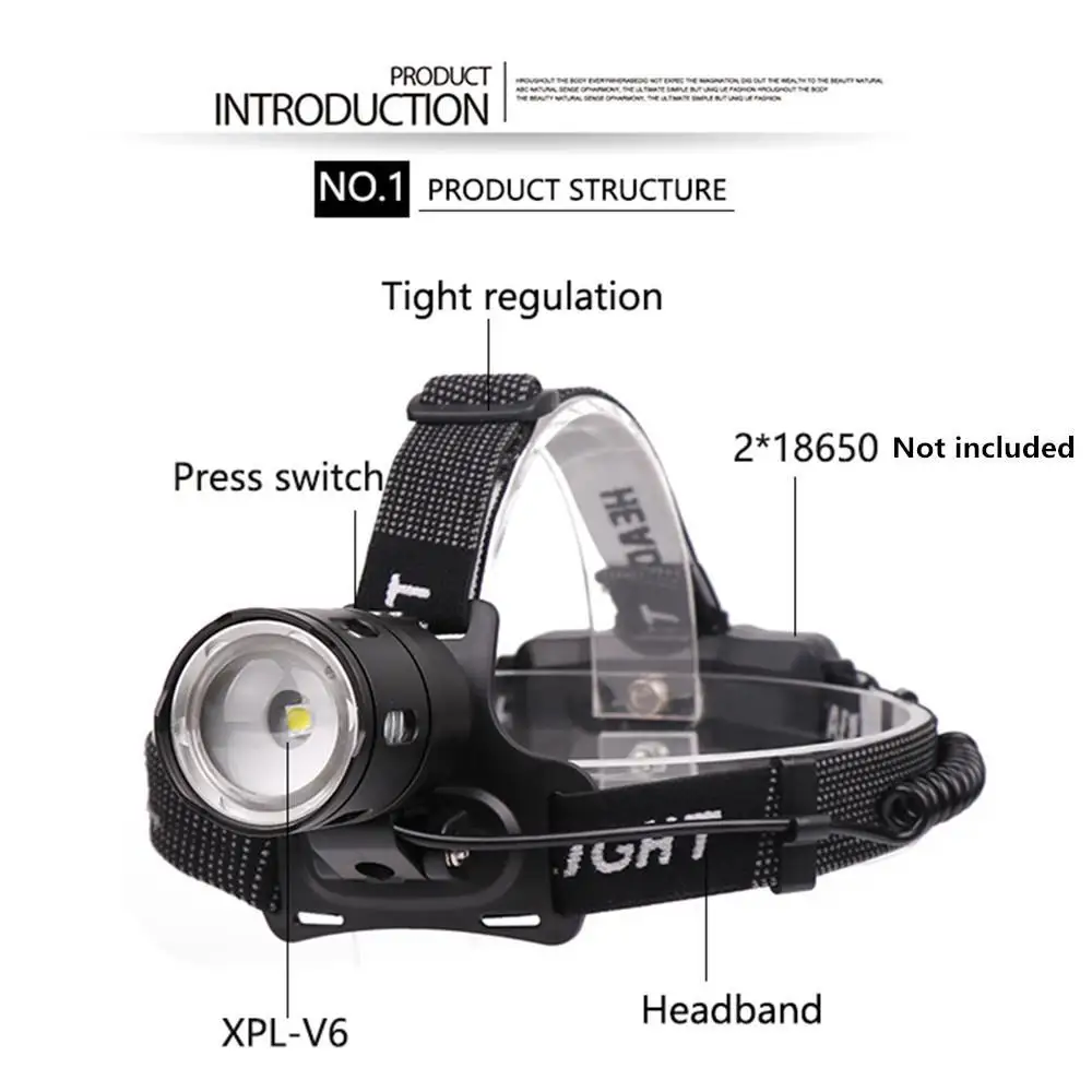 XHP50 светодиодный налобный фонарь USB Перезаряжаемый V6 светодиодный налобный фонарь для рыбной ловли фонарь на 18650 батарею мощный XHP50 налобный фонарь