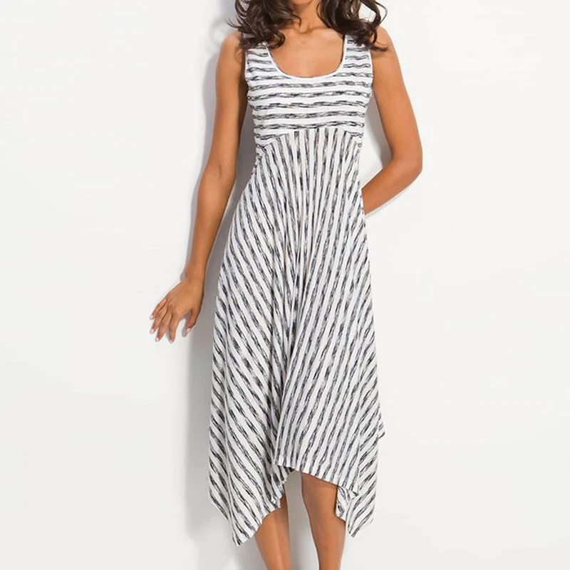 

Dress Women Vintage Striped Boho Elegant Summer Calf Dress Casual Party Night Dress 2019 Plus Size Vestidos Robe Femme