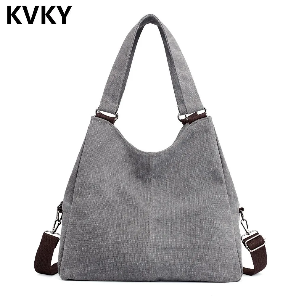 

Canvas Women Handbags Hobos Female Single Shoulder Bag Vintage Solid Multi-pocket Crossbody Casual Big Tote Bolsa Feminina Sac