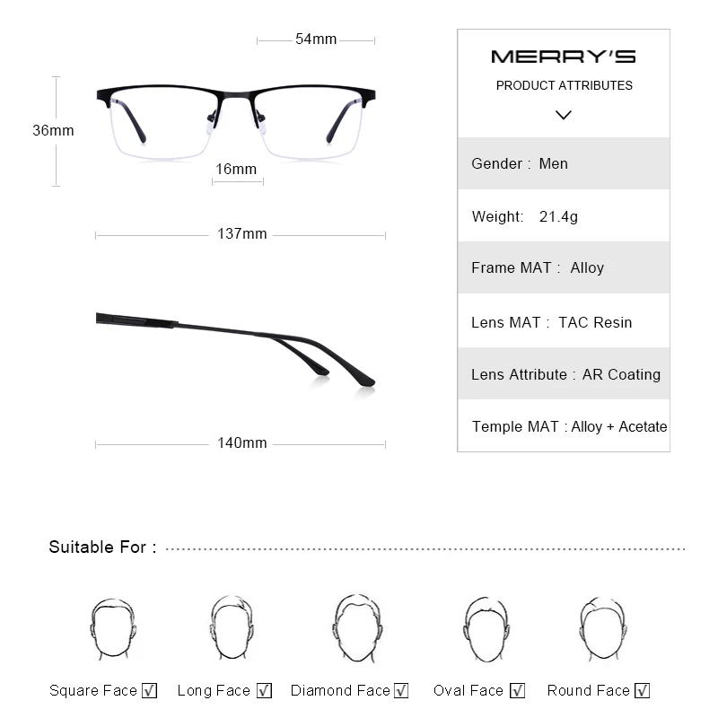 MERRYS дизайн для мужчин Оправа очков из титанового сплава мужской квадратный глаз близорукость рецепт очки мужские полуоптические S2064