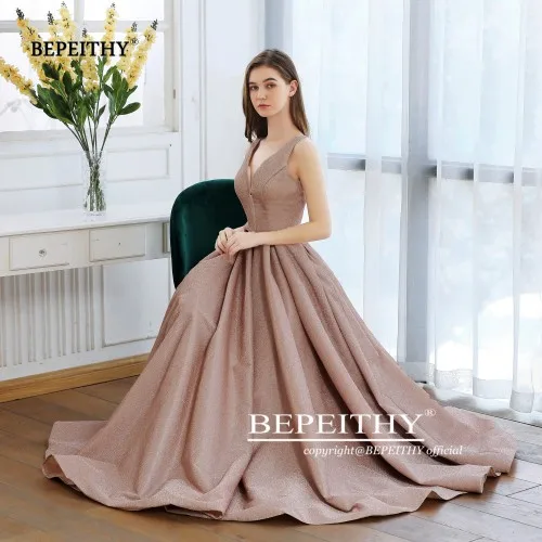 BEPEITHY Новое ТРАПЕЦИЕВИДНОЕ блестящее Золотое вечернее платье длинное Robe De Soiree Светоотражающие Сексуальные вечерние платья на выпускной с открытой спиной Abendkleider - Цвет: photo color