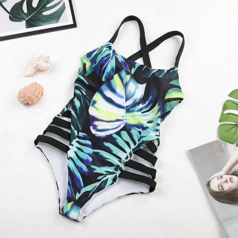 

2019 Swimsuit Women One Piece Monokini Vintage Swimwear Slimming Bodysuit Black Bathing Suit Wide Strap Deep V Beach Wear