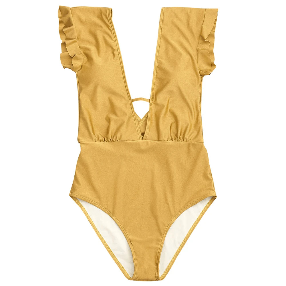 Женский сплошной купальный костюм с оборками и высокой талией|swimwear swimming|swimwear one