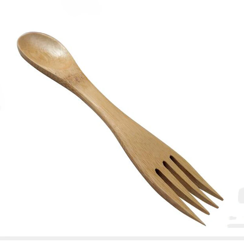 

AIRCHR Bamboo Spork 2in1 Spoon Fork all in one Bamboo Kitchen Utensils Dessert Tool