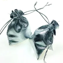 9*12 см 1000 шт ручной работы серебряные сумки на шнурке для свадьбы/вечерние/Рождество/подарок/ювелирные сумки упаковочные сумки