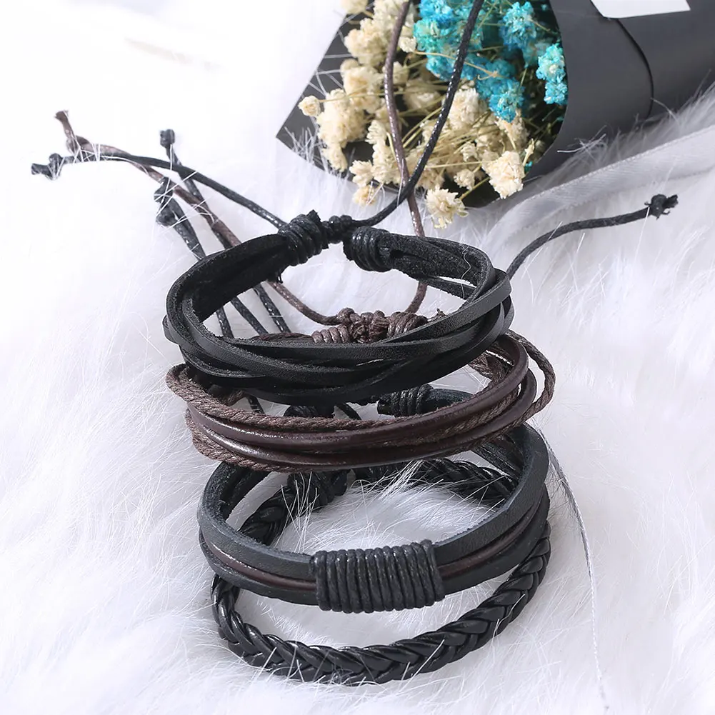 Mens Leather Bracelets Jewelry Charm