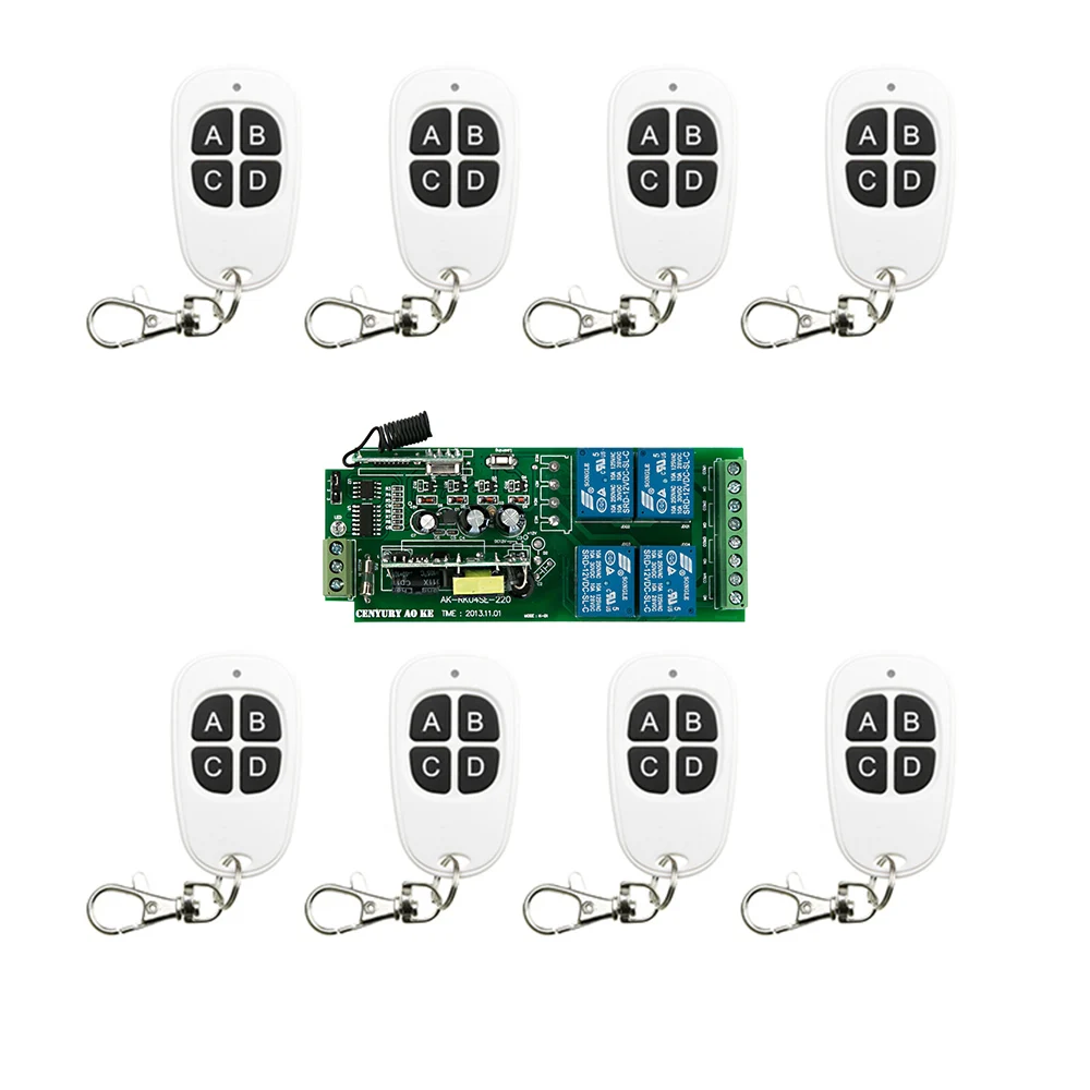 Новый AC85V ~ 250 В 110 220 230 4ch Радио Дистанционное управление и 8 * белый 4 ключи