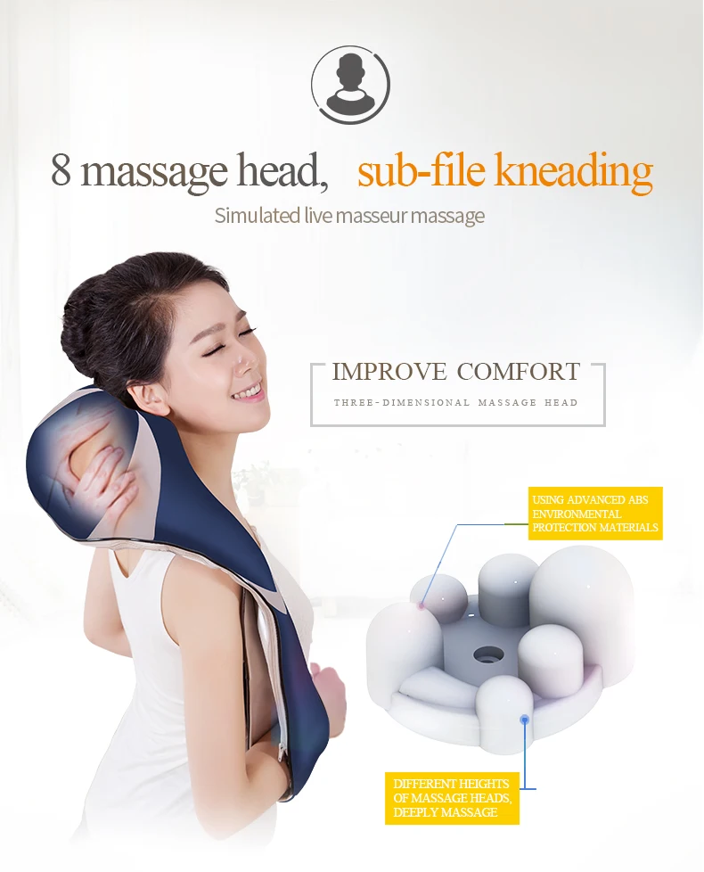 JinKaiRui Rechargeable Cordless Shoulder Body Massager Shiatsu Kneading Massage Hammer Heating Car Home Travel Dual Use05