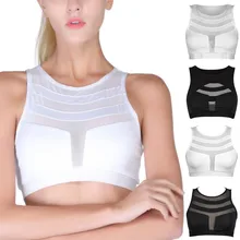 Сетчатый сексуальный спортивный бюстгальтер, двухцветный Быстросохнущий жилет для йоги, дышащее Спортивное нижнее белье