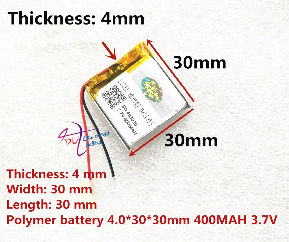 أفضل بطارية العلامة التجارية 3.7 V ليثيوم بوليمر بطارية 403030 MP3 043030 400 mAH الهاتف اللاسلكي كارت الصوت