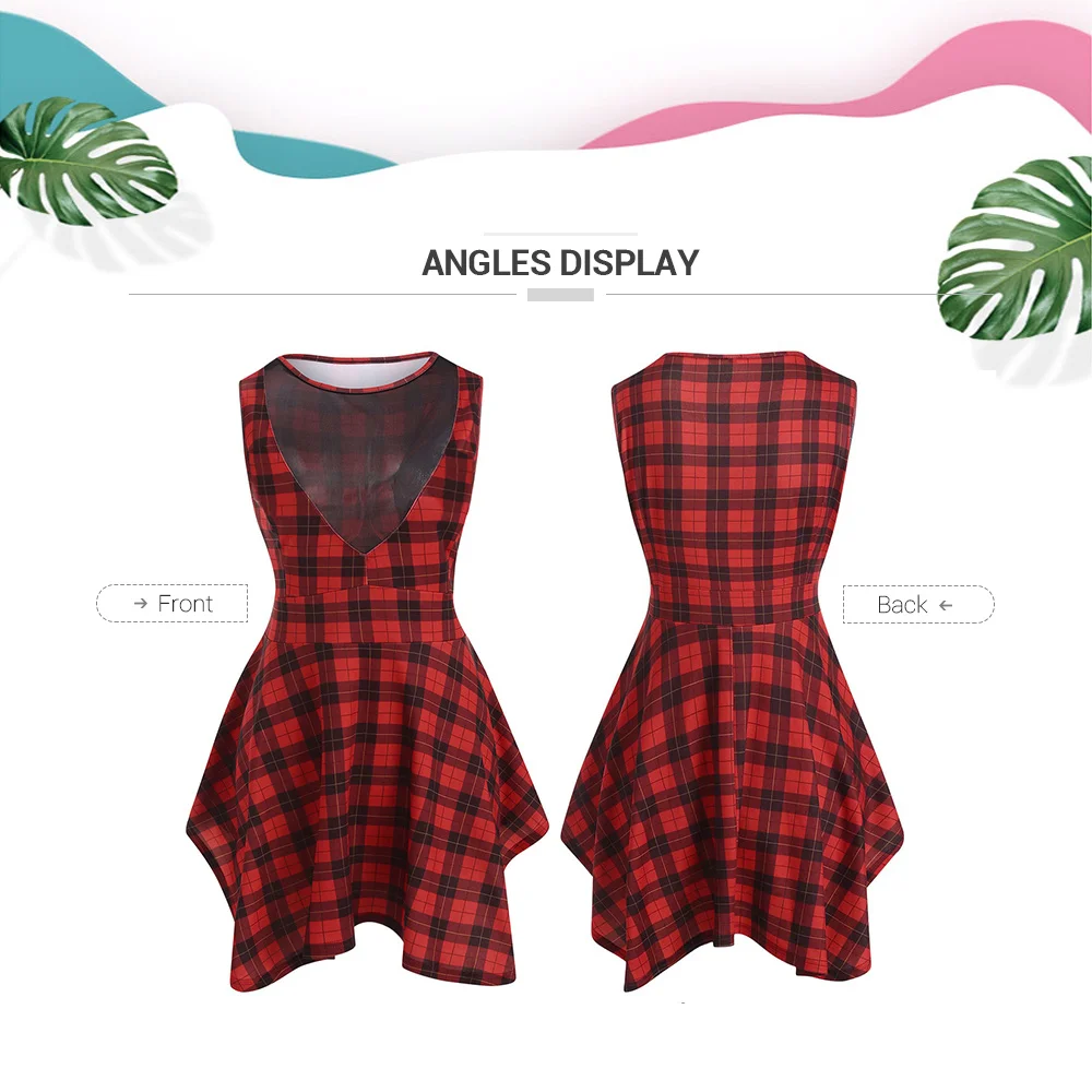 Plus Size Tartan Sheer Mesh Panel Tank Top 