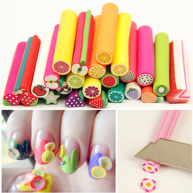 Fruit Feather Polymer Clay Diy Nail Sticker Decoration Art Fruit Feather Polymer Clay Diy Nail Sticker Decoration Art Fimo Cane Sticks Rhinestonei