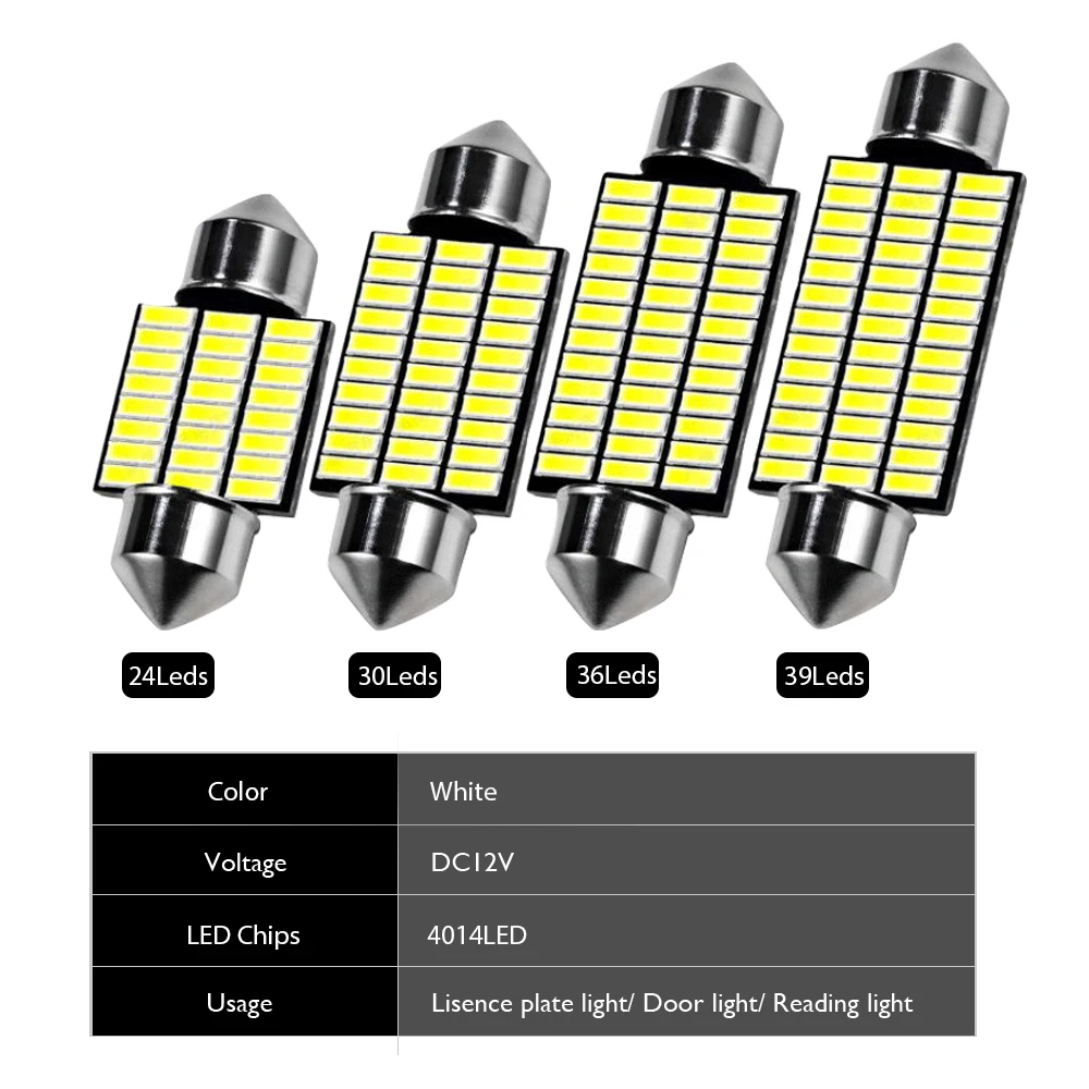 1 шт. C5W светодиодный внутренний светильник гирлянда светильник 31 мм 36 мм/39 мм/41 мм C10W Автомобильный светодиодный 4014 SMD 24/30/36/39 светодиодный s Doom настольная лампа светильник 12V