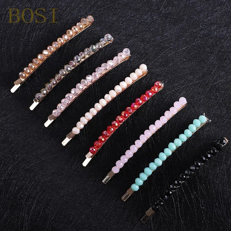 

8 Colors flash Crystal Hairpins Jewelry Rhinestone Headwear for Women luxury Hair Clips Long Barrettes Elegant Girl Gift Wedding