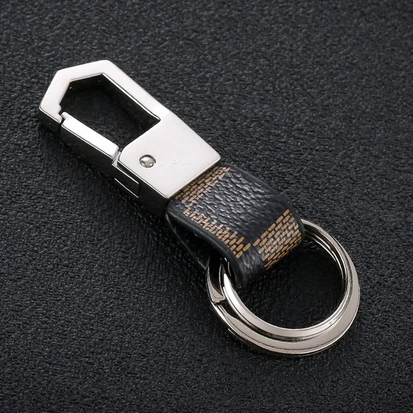 Genuine Leather Men‘s Car Keychain Key Ring Bag Pendant Metal Alloy Buckle