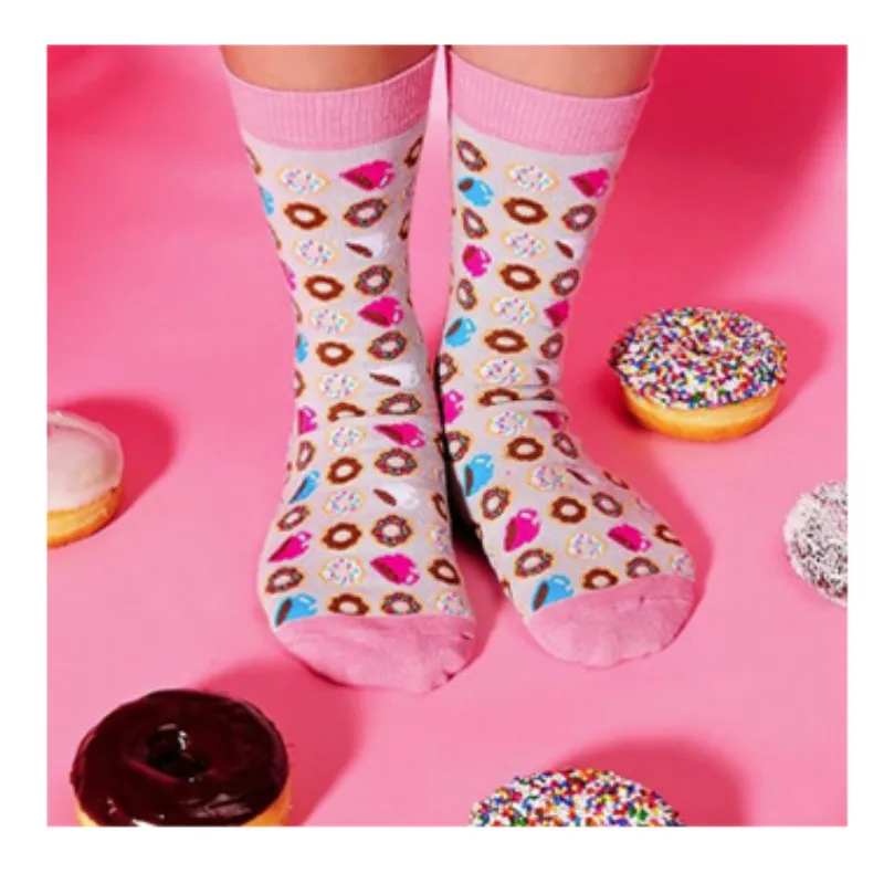 Women/'s Graphic Crew Socks Donut Socks Donuts Doughnut Food Breakfast- NEW