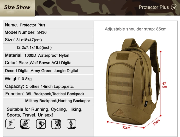 1000D водонепроницаемый нейлоновый Военный Рюкзак Molle армейский тактический рюкзак походный рюкзак для путешествий Mochila Escolar