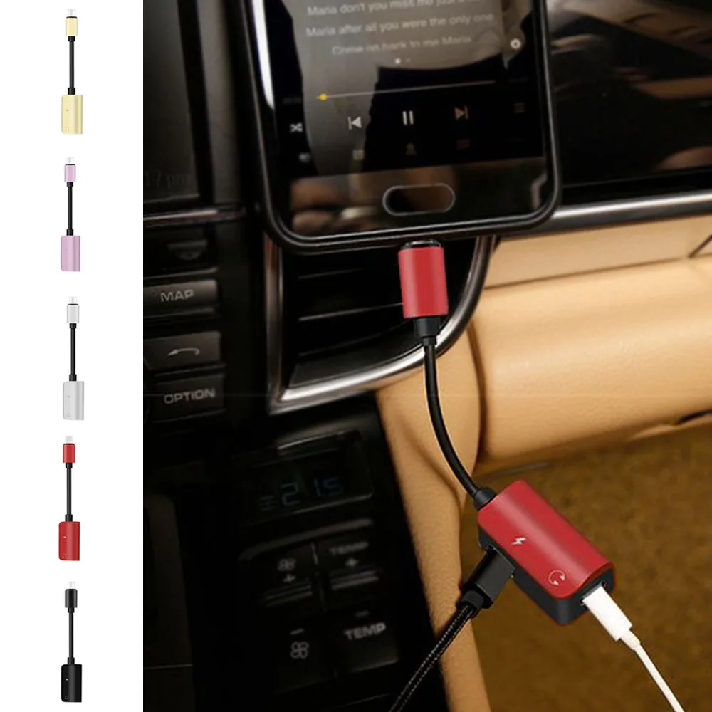 

New four-in-one audio converter type-c headphone extension cable charging song call multi-function adapter