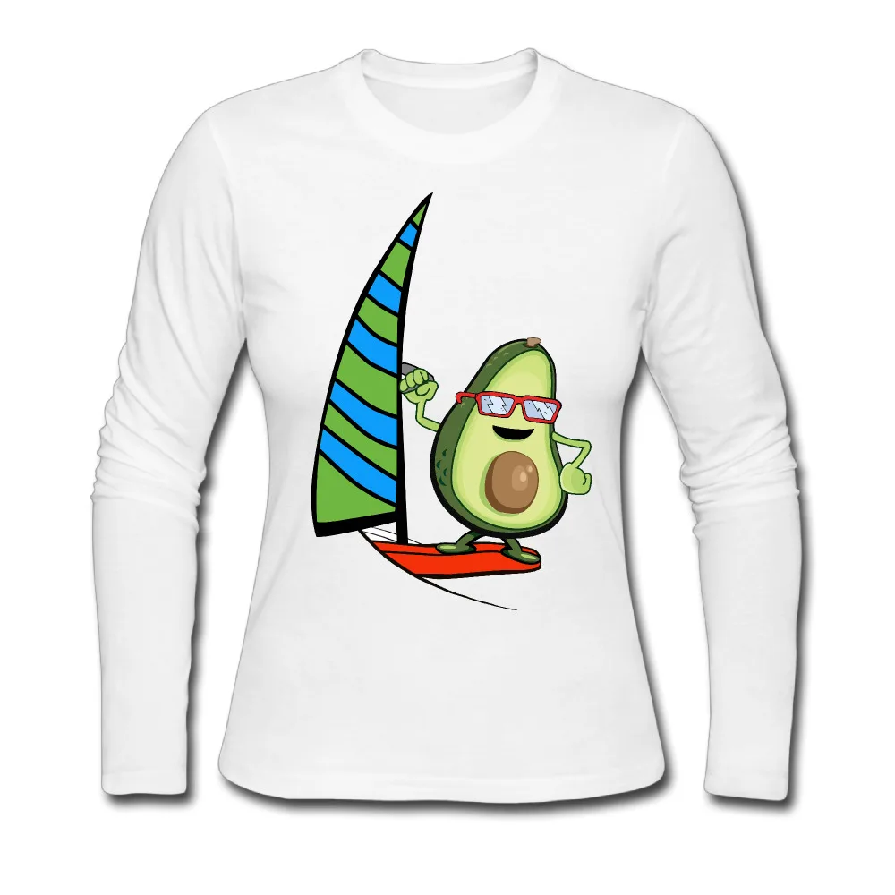 Авокадо с Очки футболки Для женщин хлопка длинным рукавом s футболка Camisetas евро