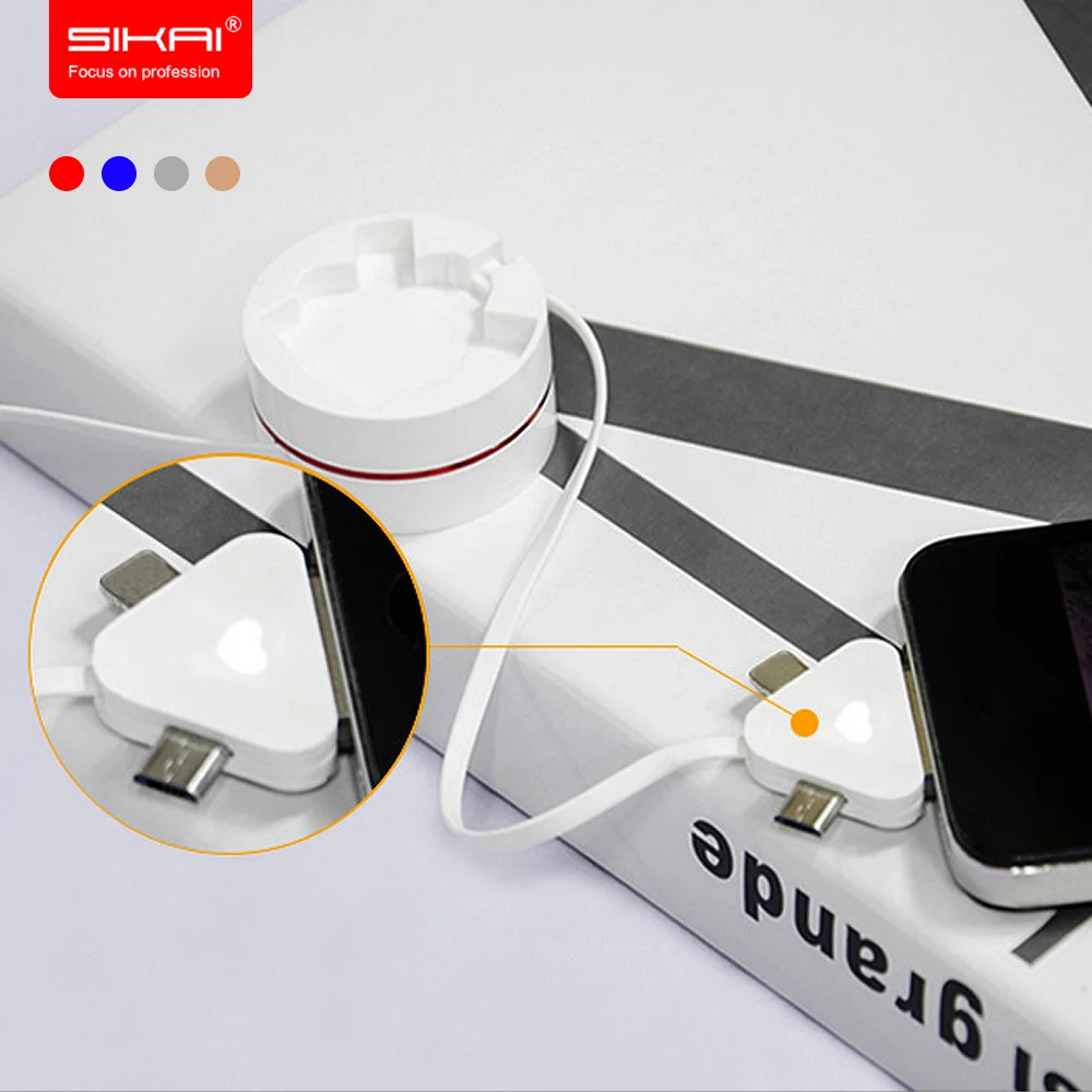 Original 3 in 1 Micro USB Micro USB 2.4A Fast Charge Cable For Apple iPhone 4 4S 5S 6S Plus