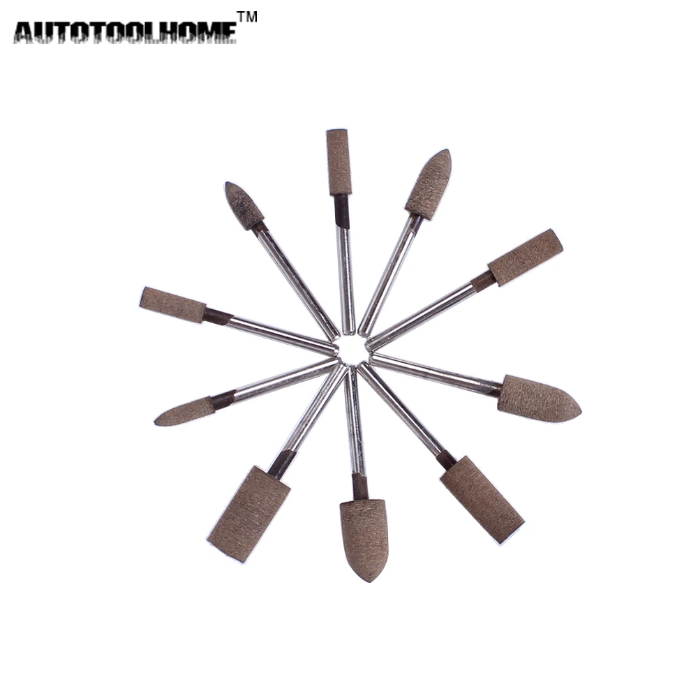 10pc Assorted Abrasive Polishing Grinding Sanding Stones 1//8 and 1//4 Collet