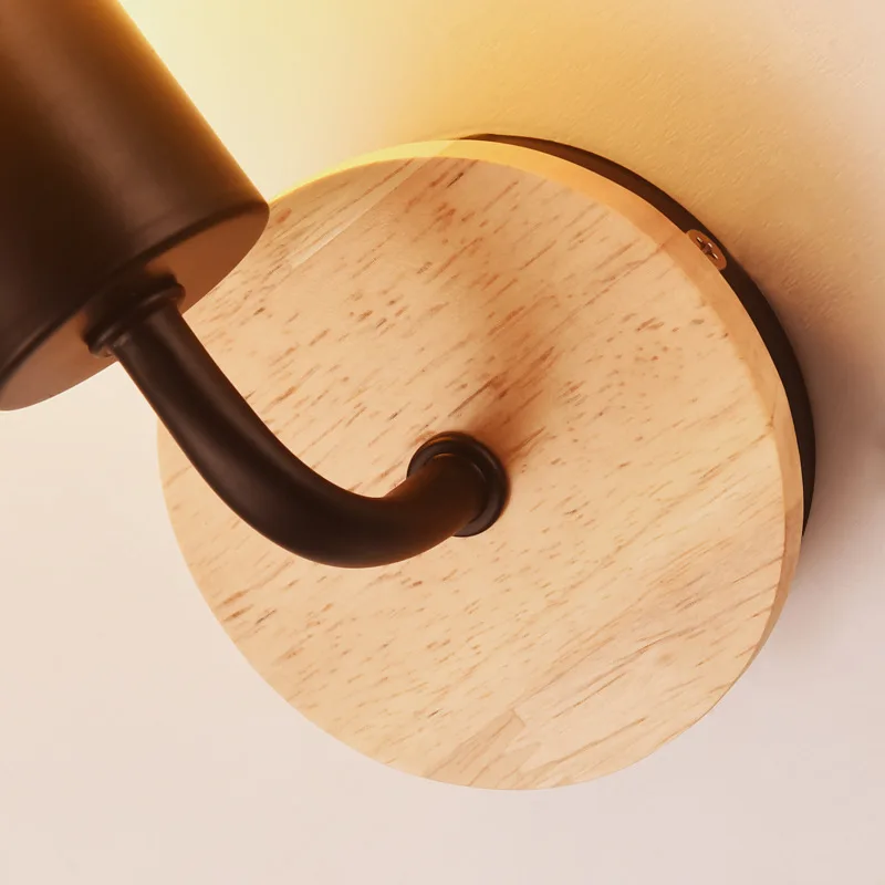 Modern Black White Wood Wall Light Bedside Wall Lamp Vintage Loft Wall Lighting Up & Down E27 E26 for Bedroom (5)