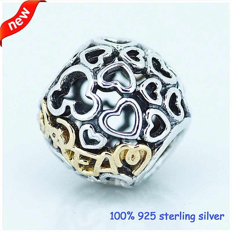 

Authentic 925 Sterling Silver Dream with 14K Real Gold Charm Fits Bracelet Beads for Jewelry Making DIY Women Gifts FL113K