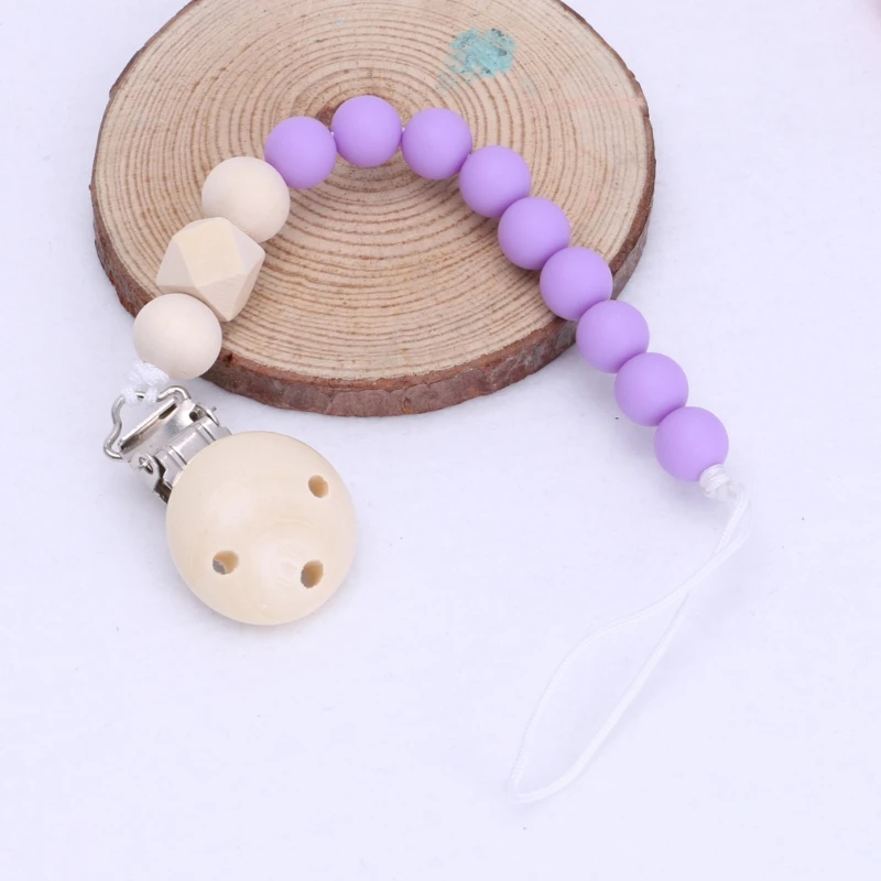 1pc Baby Pacifier Chain Wood Baby Pacifier Clips Infant Pacifier Chain