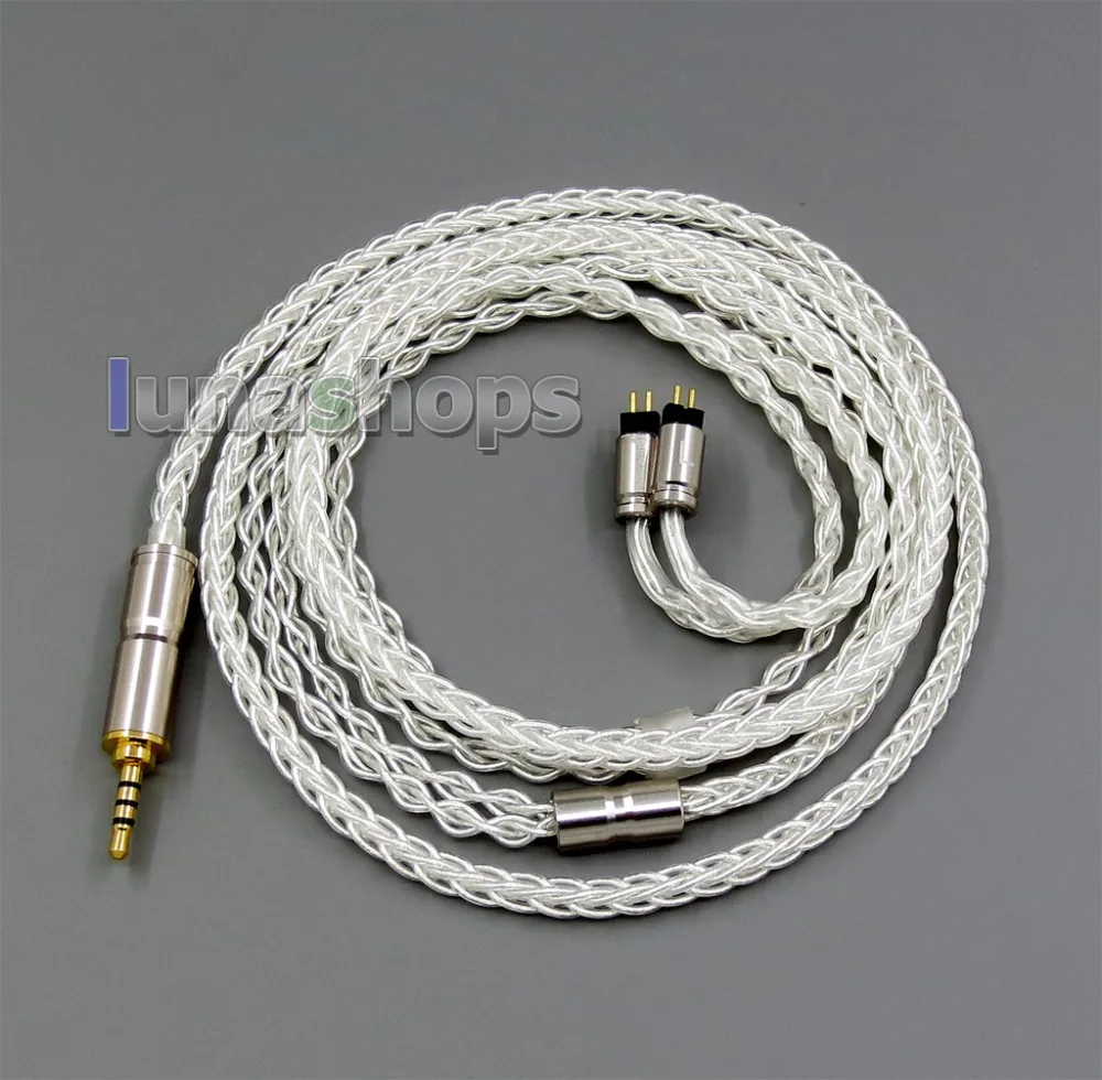 LN006162 Серебряный 8 ядер 2,5 мм 3,5 мм 4,4 мм сбалансированный 0,78 мм 2Pin чистый OCC посеребренный кабель для наушников для W4r KZ UM3x 1964 на заказ