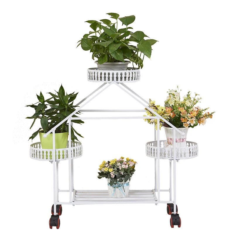 

flower pot holder , Movable Round Flower Pot Rack with Wheels, flower pot stand