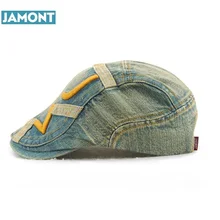 JAMONT хлопок Gorras Planas мужской берет Гольф Вождение солнце плоская кепка, шапка для женщин пара козырьков деним Casquette Boina Masculina