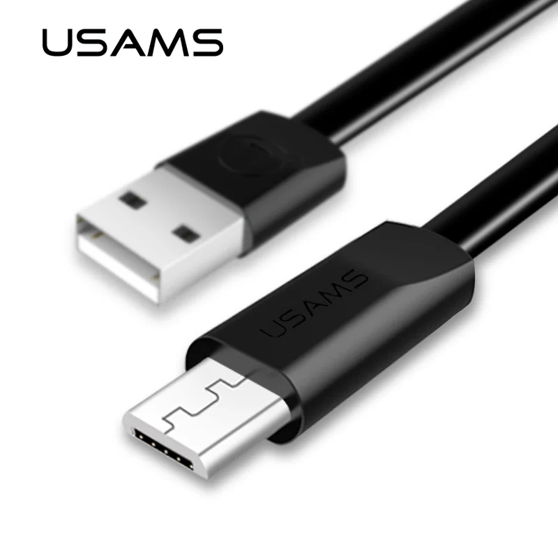 USAMS المصغّر usb كابل 1.2 m 2 m شقة لل Xiaomi Redmi ملاحظة سريع شحن شاحن USB للهاتف المحمول كابل بيانات لسامسونج S7 s6 S5