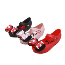 Мини Мелисса Микки Минни Девочки сандалии желе обувь для маленьких девочек сандалии Нескользящие Melissa пляжные сандалии обувь детские