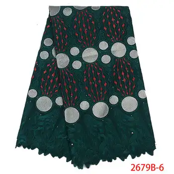 

New African Style Small Quality Embroidered Swiss Nigerian Wedding 100% Cotton Lace Fabric QF2679B-6